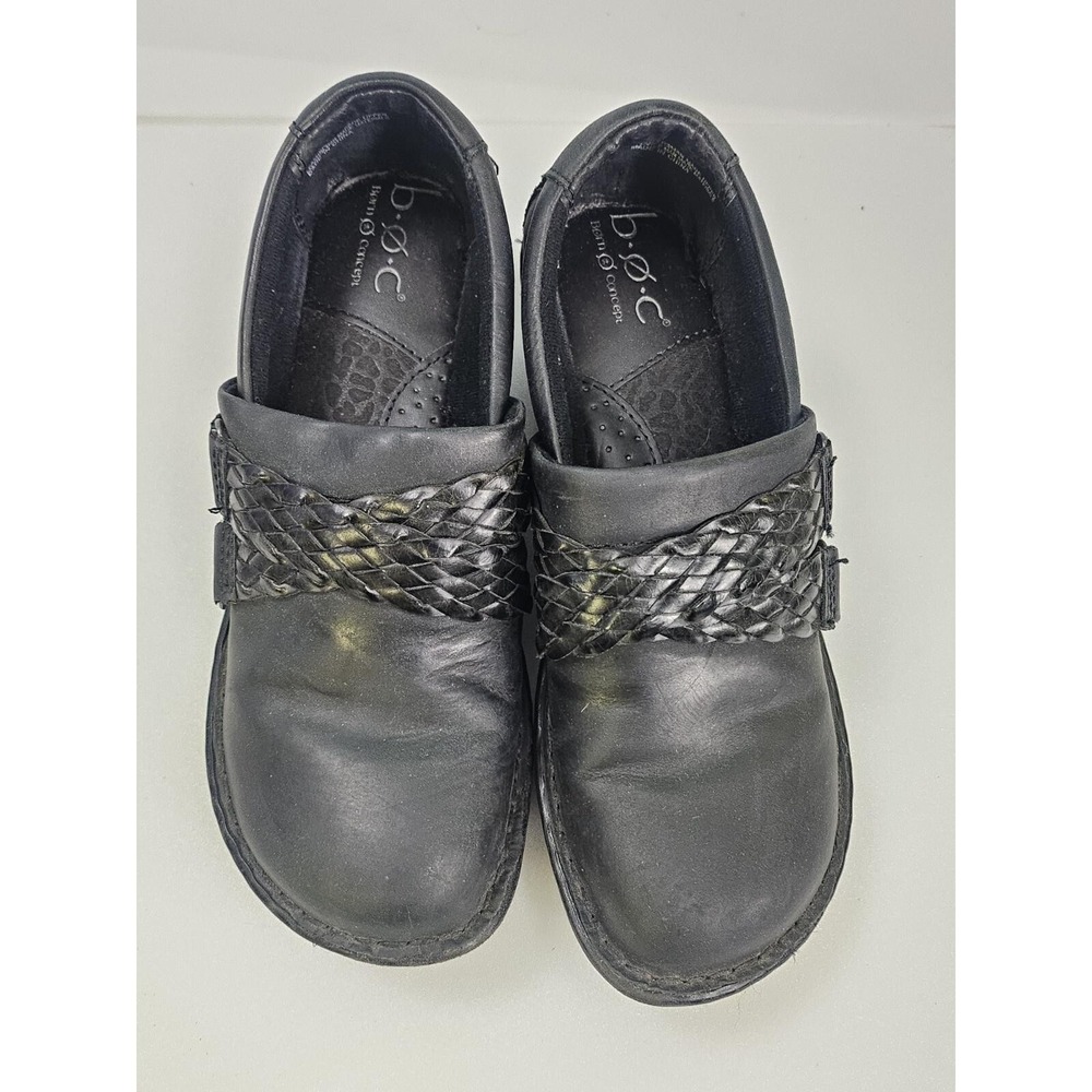 Born Concept BOC Peggy‎ Black Wedge Clogs Loafer Work Shoes C80203 Womens 6.5